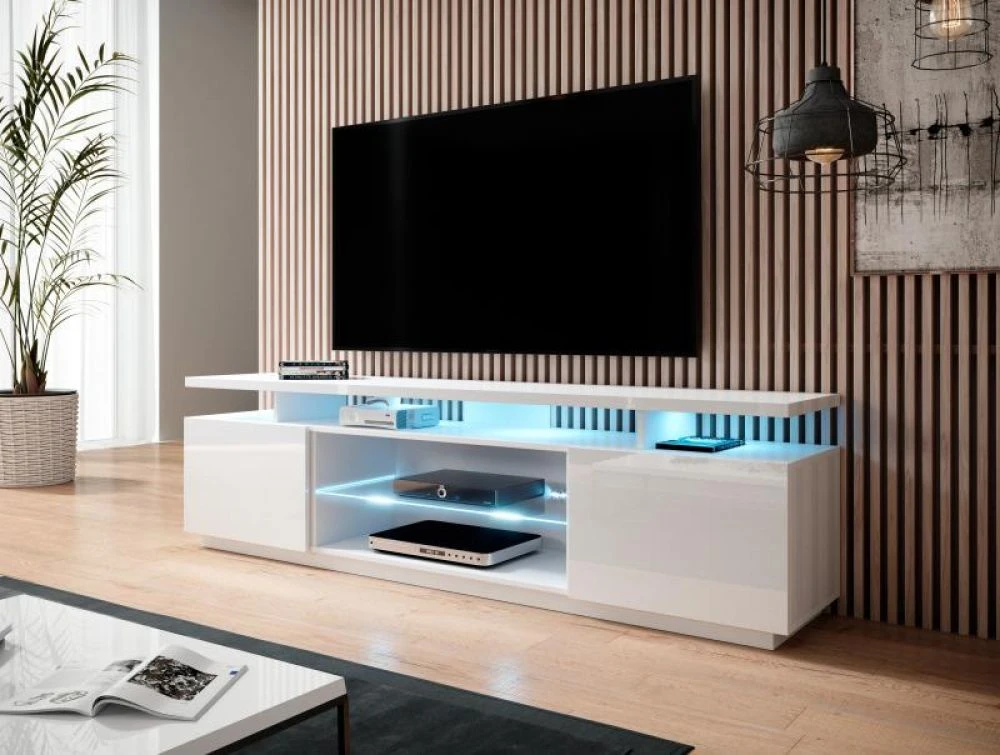 TV tumba Eva RTV ar LED · Balts · 180 × 40 × 56 cm