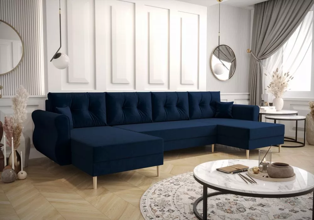 Dīvāns Apollo U Standard · Tumši zils · 140 × 300 × 93 cm