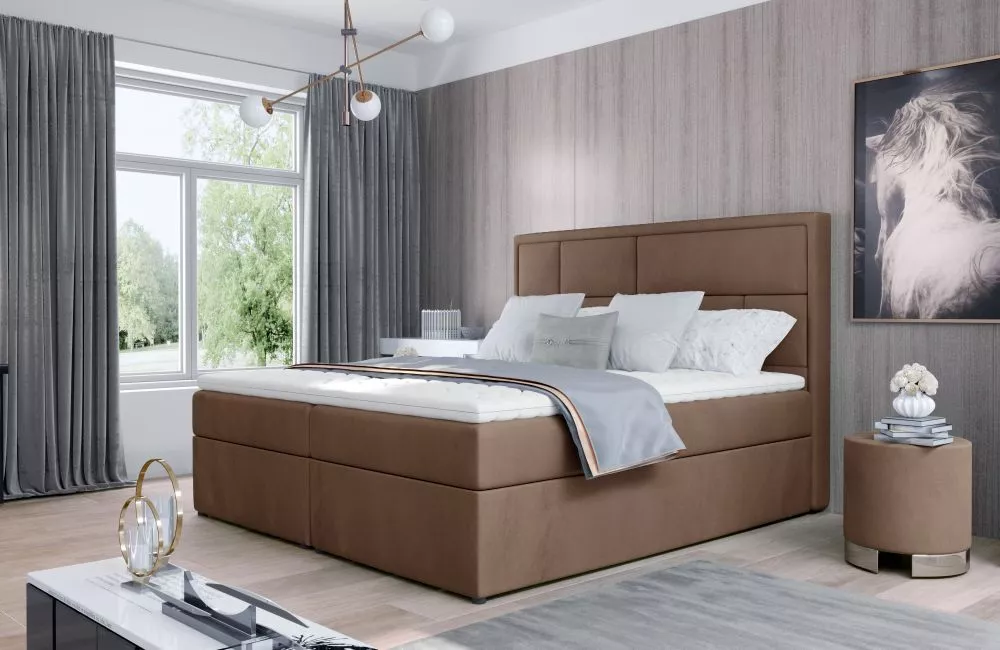 Gulta Meron Boxspring Premium standard Guļamvietas platums: 180 cm, Guļamvietas garums: 200 cm, · Brūns · 180 × 215 × 11