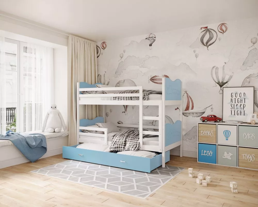 Bērnu gulta Max MDF 80x190 ar stelāžām Guļamvietas platums: 80 cm, Guļamvietas garums: 190 cm, · 86 × 198 × 158 cm