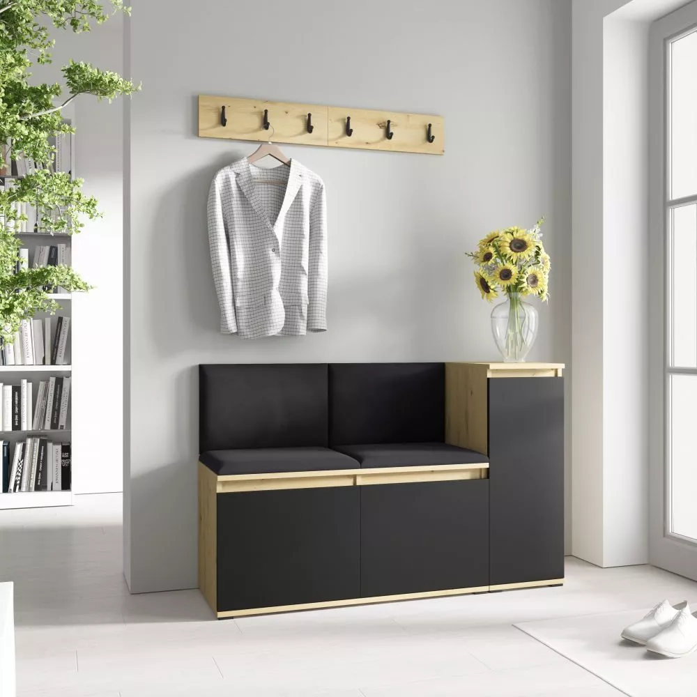 Apavu plaukts Emi 25 Trinity Korpusa krāsa: ozols artisan + melns, · 130 × 40 cm