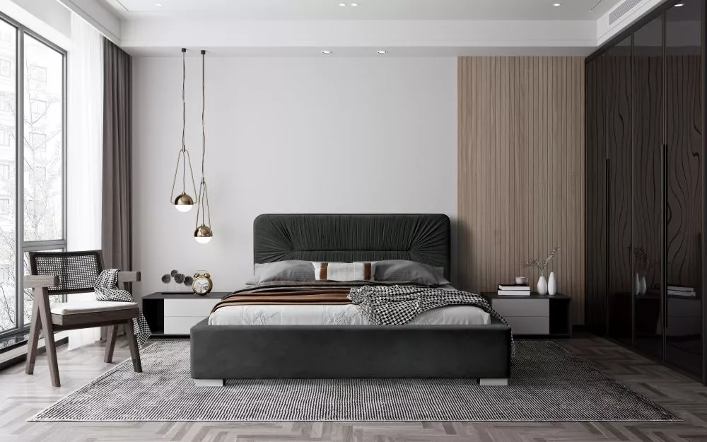 Gulta Alice Standard ar stelāžu Guļamvietas platums: 180 cm, Guļamvietas garums: 200 cm, stelāžas tips: koka, · Tumši pe