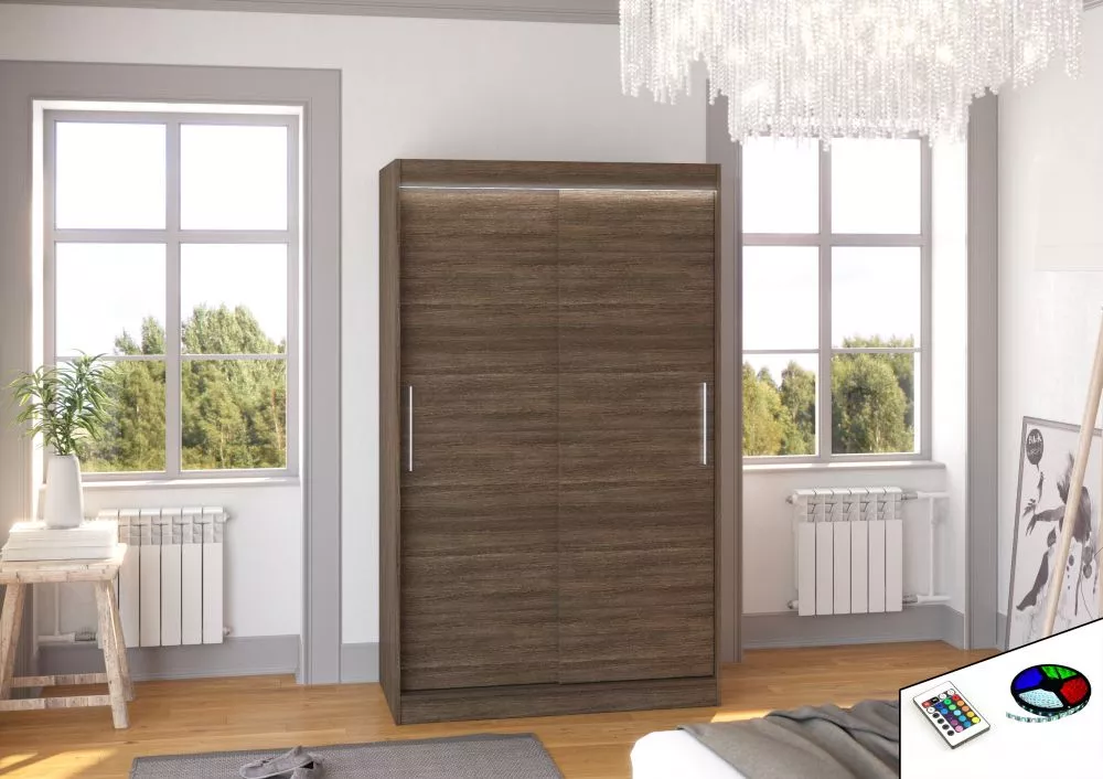 Skapis Collin ar LED · Šokolādes · 120 × 58 × 200 cm