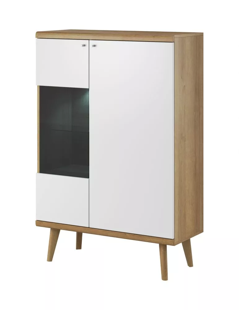Sekcija Primo PWT90 ar LED · Ozols riviera + balts · 90 × 40 × 134 cm