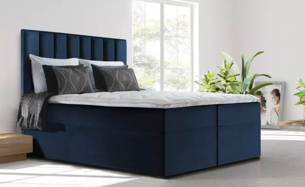 Gulta Simple Premium Boxspring Standard Guļamvietas platums: 120 cm, Guļamvietas garums: 200 cm, · Zils · 120 × 213 × 12
