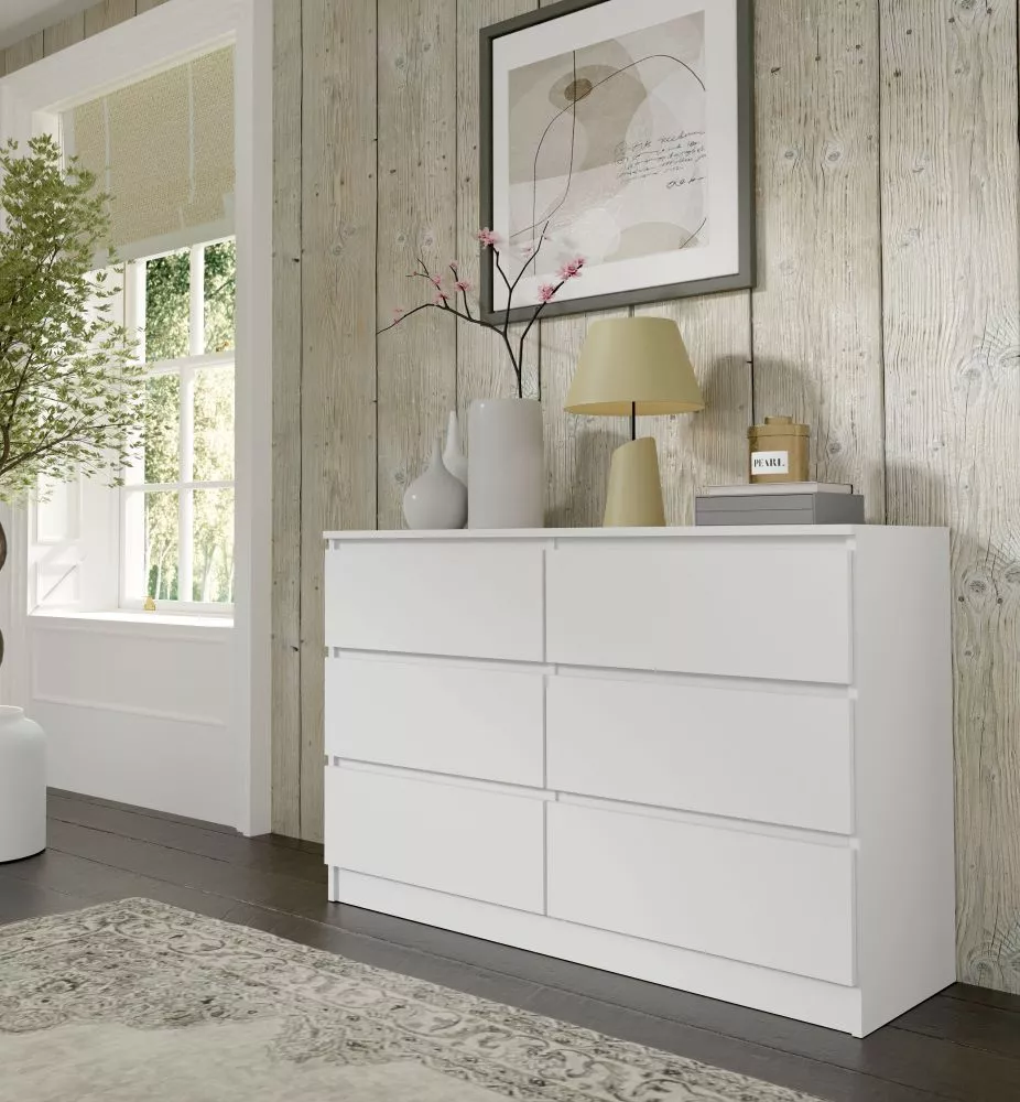Kumode Maja K120 S6 · Balts · 120 × 40 × 80.5 cm