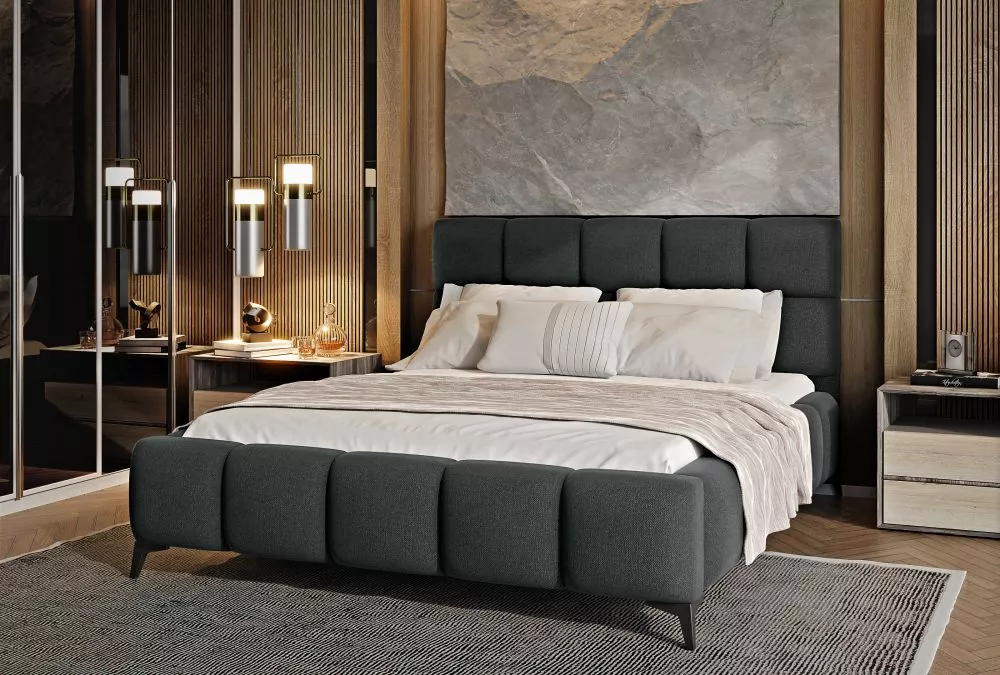 Gulta Mist Standard ar stelāžu Guļamvietas platums: 140 cm, Guļamvietas garums: 200 cm, · Grafīts · 160 × 223 × 113.5 cm