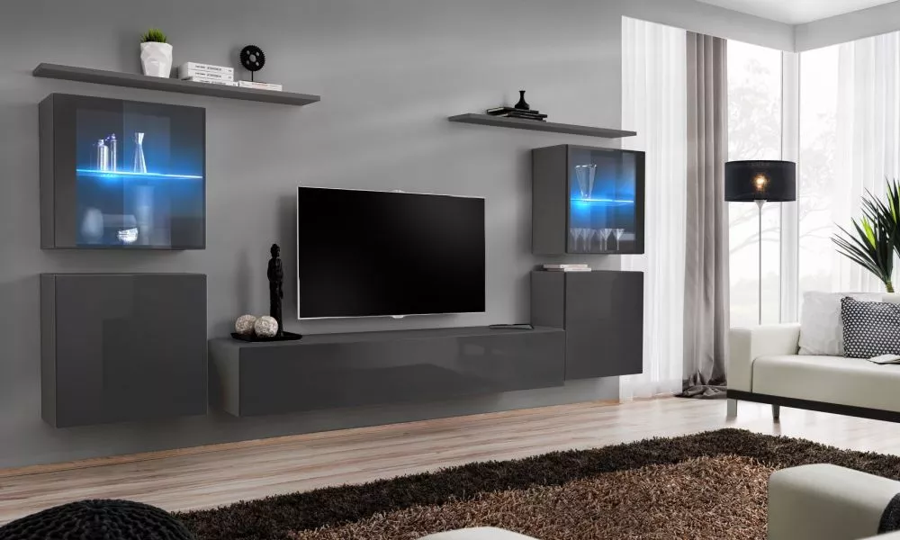 Sekcija Switch 14 · Grafīts · 320 × 40 × 150 cm