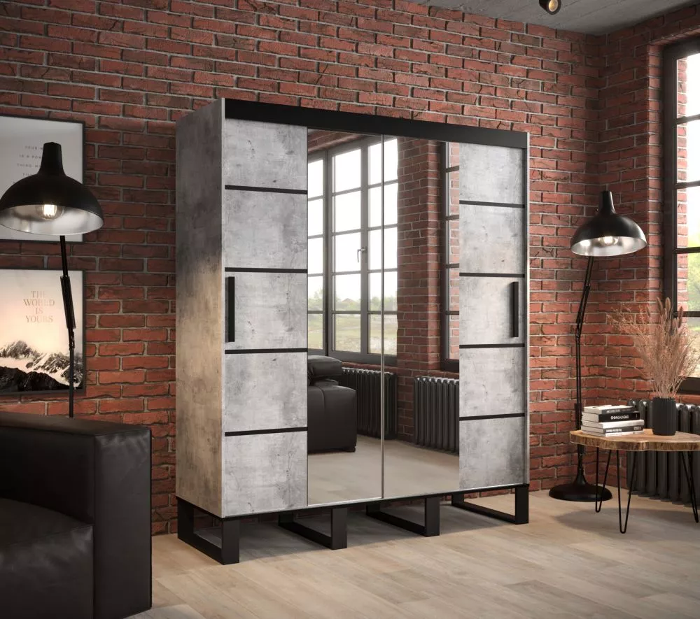Skapis Loft V4 · Betons · 180 × 62 × 212 cm