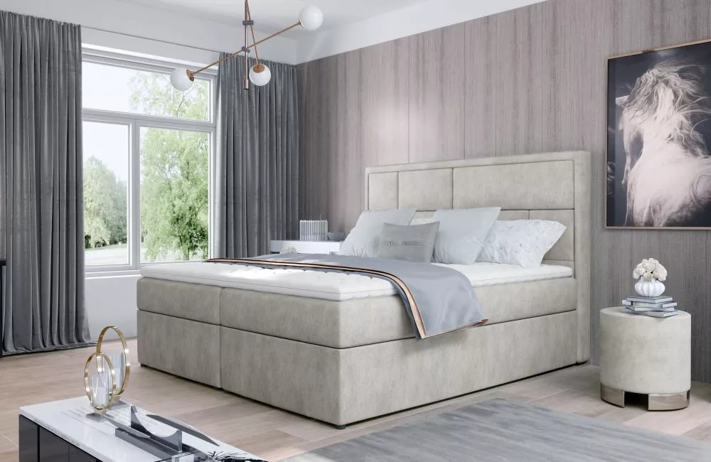 Gulta Meron Boxspring Premium standard Guļamvietas platums: 180 cm, Guļamvietas garums: 200 cm, · Krēma · 180 × 215 × 11