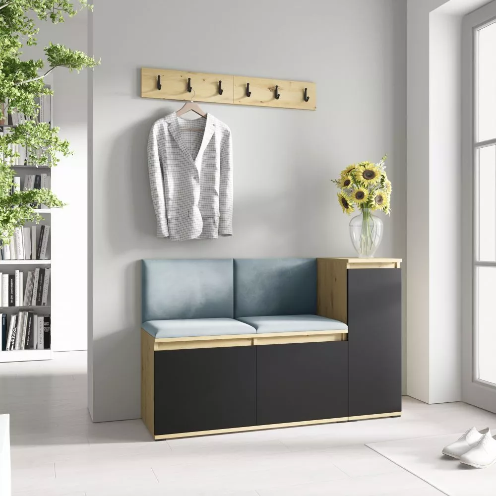 Apavu plaukts Emi 25 Trinity Korpusa krāsa: ozols artisan + melns, · 130 × 40 cm