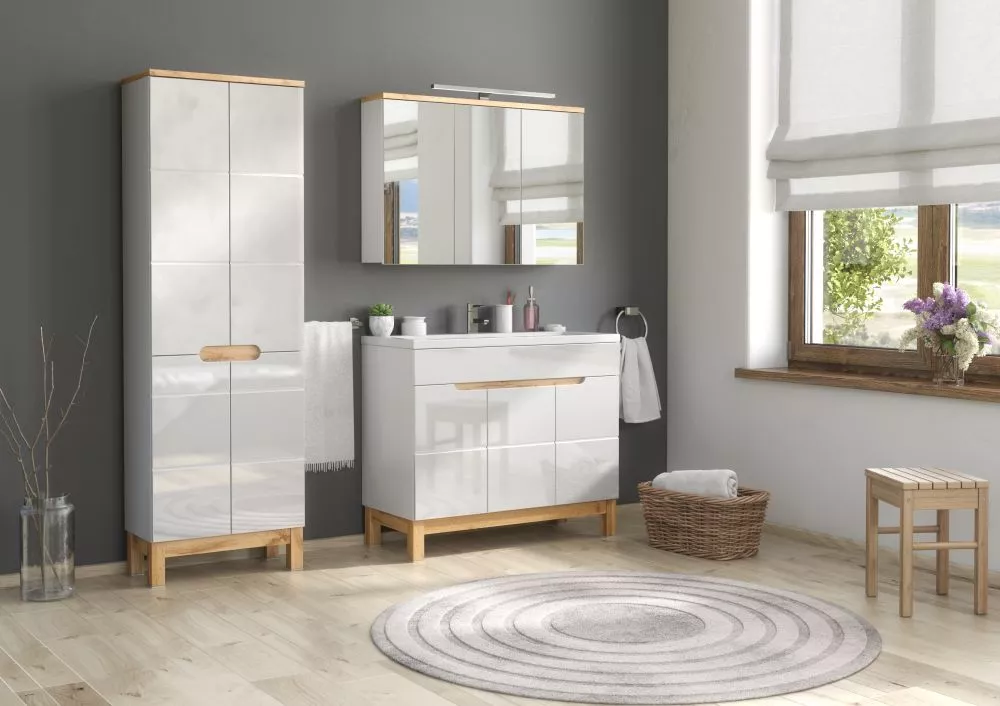 Vannas istabas komplekts Bali White 100 ar LED · 187 × 46 cm