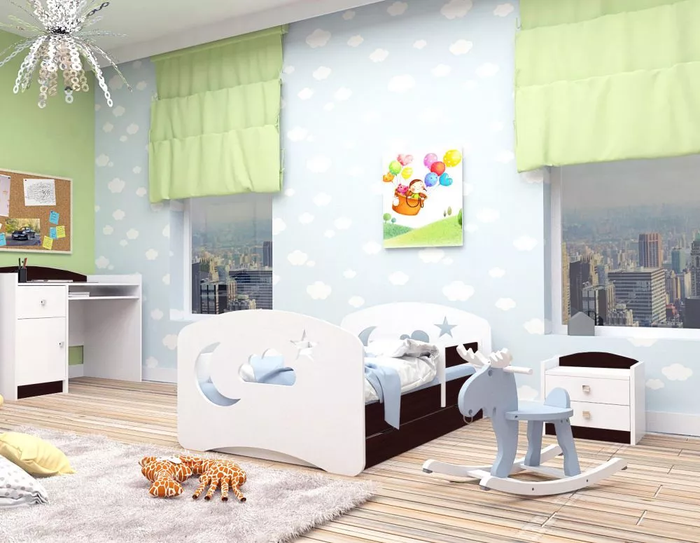 Bērnu gulta Happy Design Chmurka L06 180x90 ar stelāžu Guļamvietas platums: 90 cm, Guļamvietas garums: 180 cm, · 102 × 1