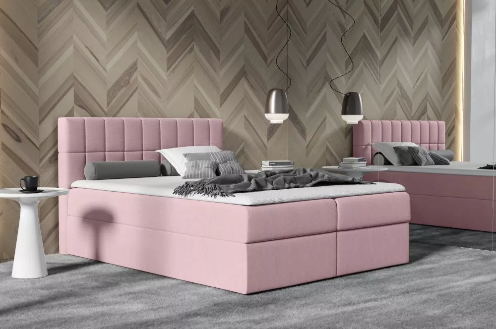 Gulta Kardamon Boxspring Premium Standard Guļamvietas platums: 200 cm, Guļamvietas garums: 200 cm, · Rozā · 204 × 208 × 