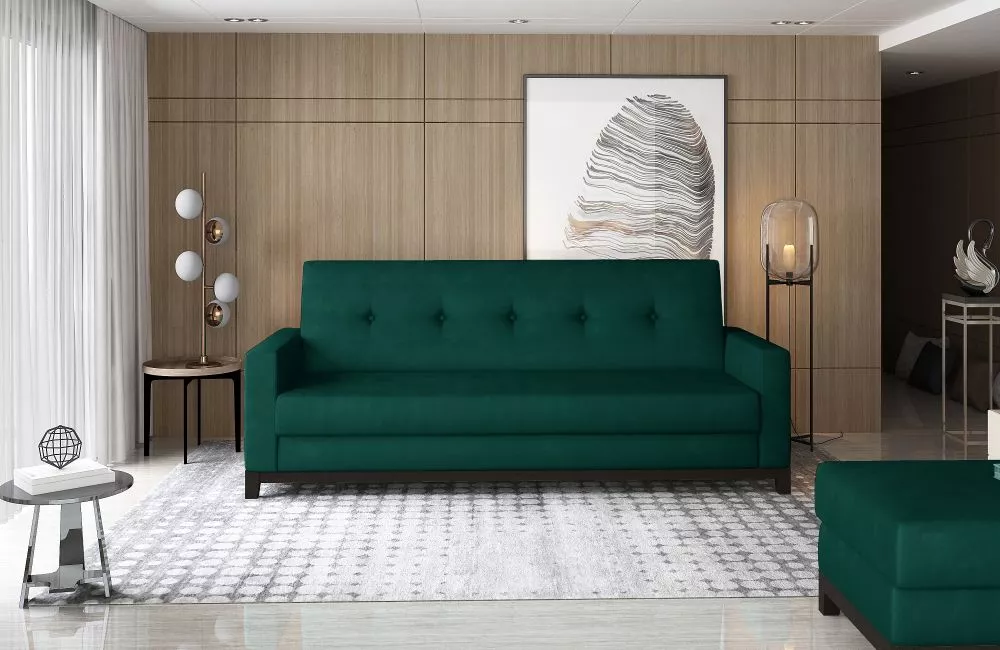 Dīvāns Selene Walnut standard · Tumši zaļš · 87 × 216 × 93 cm