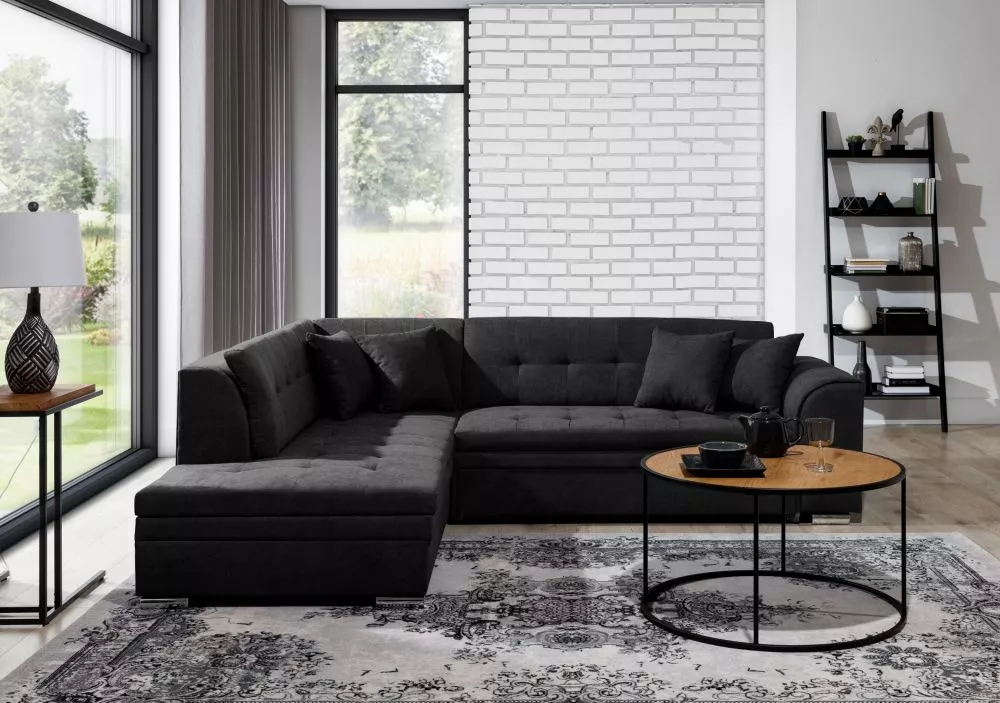 Dīvāns Pieretta Premium Standard · Melns · 205 × 260 × 80 cm