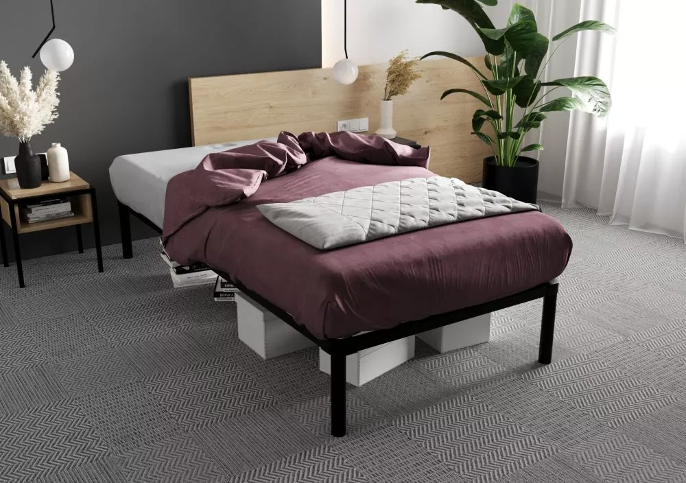 Gulta Lachti ar stelāžu Guļamvietas platums: 90 cm, Guļamvietas garums: 200 cm, · Melns · 89 × 198 × 32.8 cm