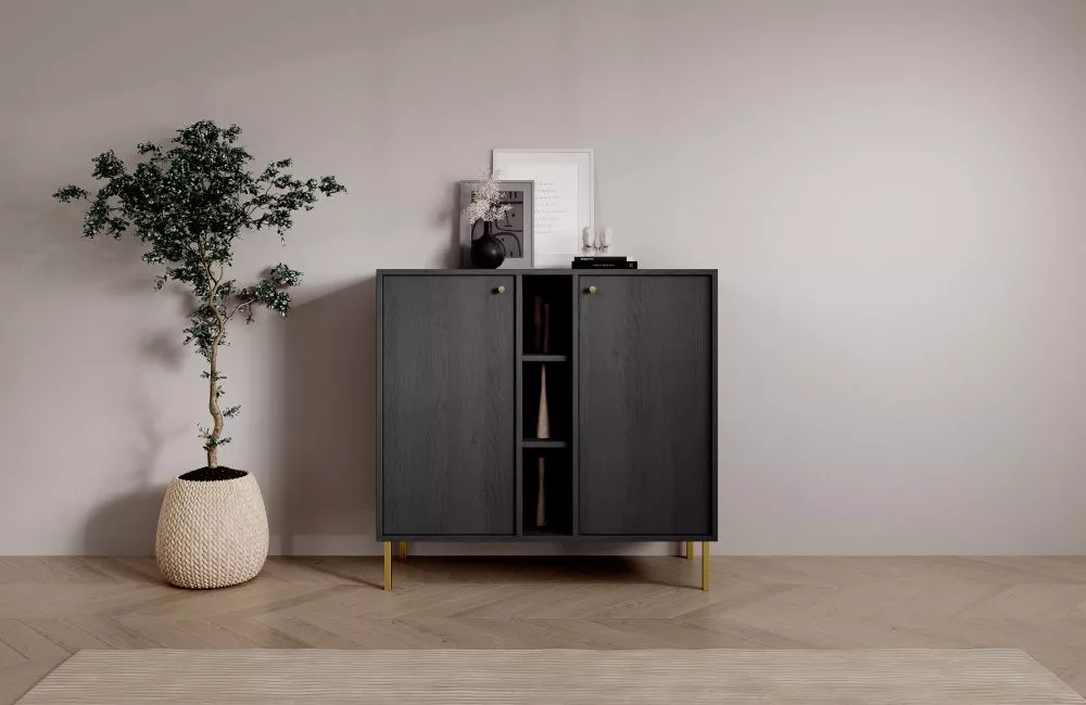 Kumode Tili K2D3P · Melns · 100.2 × 40.8 × 95 cm