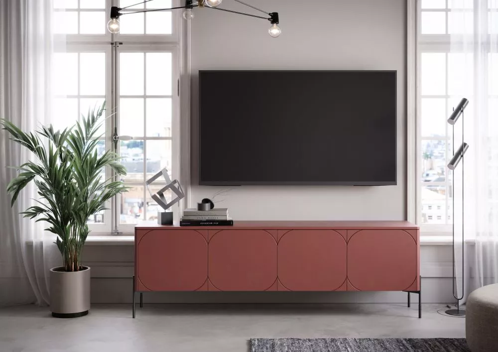 TV tumba Sonatia RTV 200 4D2SZ · Sarkans · 204 × 45 × 65 cm