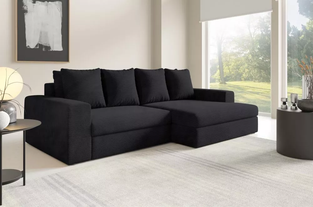 Dīvāns Siena Corner Standard · Melns · 167 × 272 × 76 cm