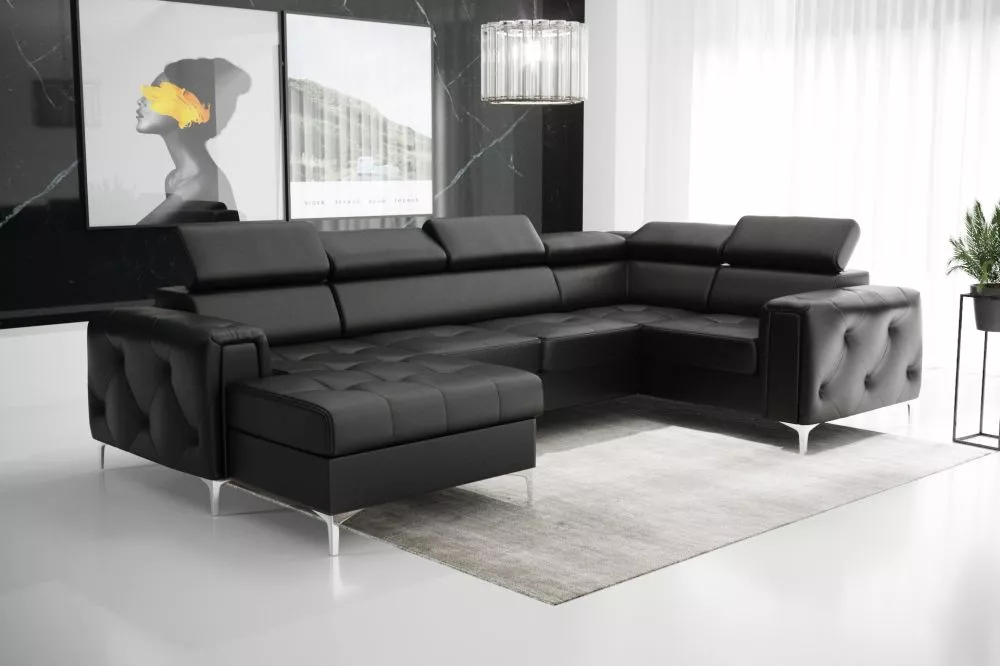 Dīvāns Orion Max 3 standard · Melna · 183 × 320 × 78 cm
