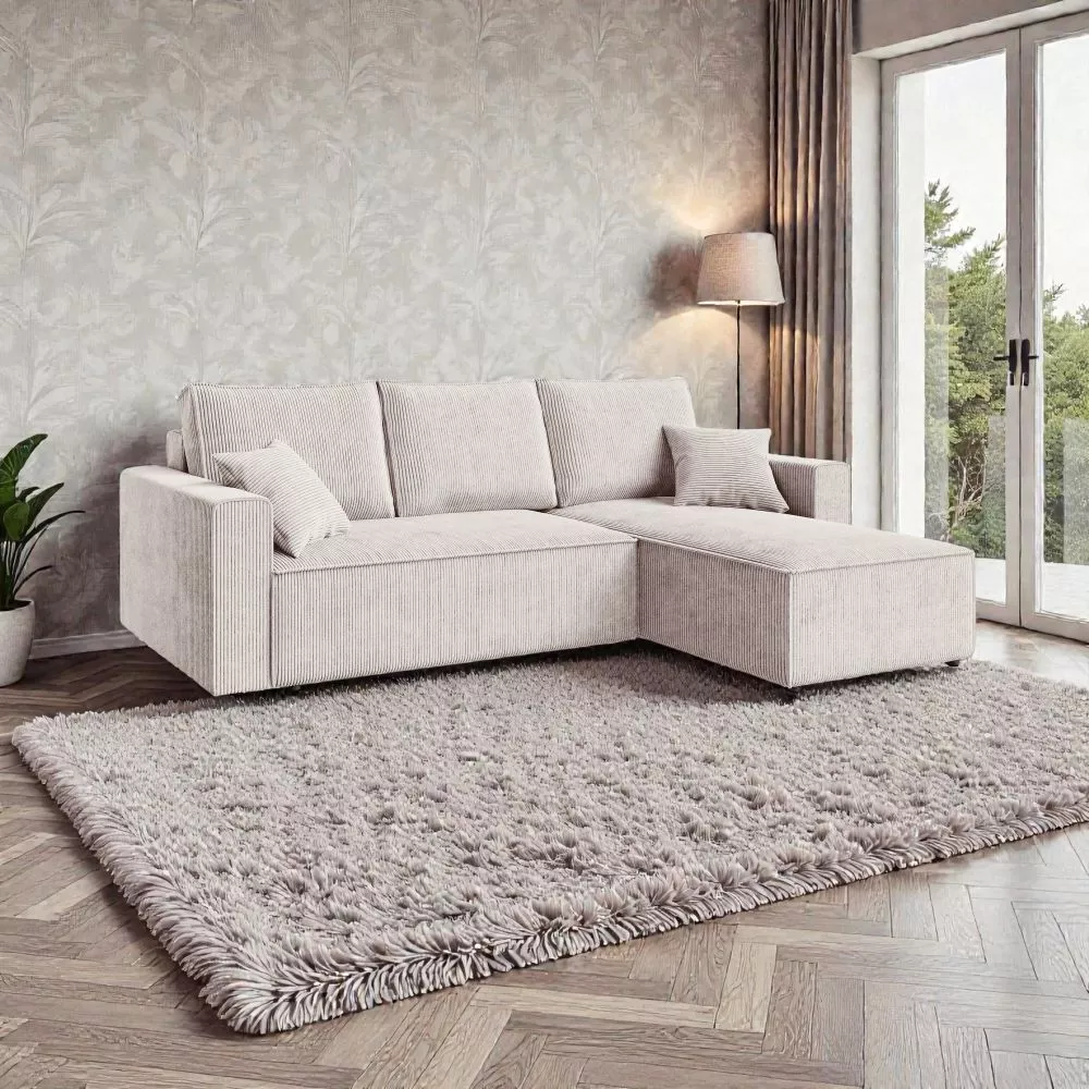 Dīvāns Amber L Standard · Gaiši bēšs · 143 × 232 × 85 cm