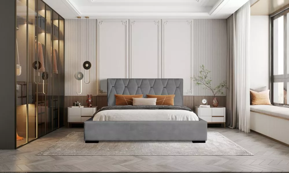 Gulta Delia Standard ar stelāžu Guļamvietas platums: 180 cm, Guļamvietas garums: 200 cm, stelāžas tips: koka, · Pelēks ·