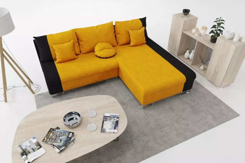 Dīvāns Cintra Standard · Dzeltens + melns · 142 × 215 × 76 cm