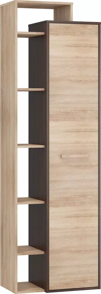 Grāmatu skapis Rio 01 Korpusa krāsa: sonoma, Elementu krāsa: tumša sonoma, · 63 × 38 × 203 cm