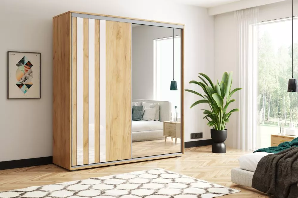 Skapis Modern A8 · Ozols craft zelts · 230 × 62 × 245 cm
