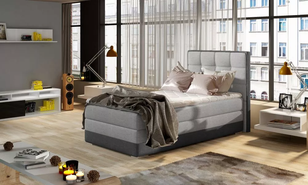 Gulta Aster 90x200 Boxspring standard Guļamvietas platums: 90 cm, Guļamvietas garums: 200 cm, · Gaiši pelēks + tumši pel