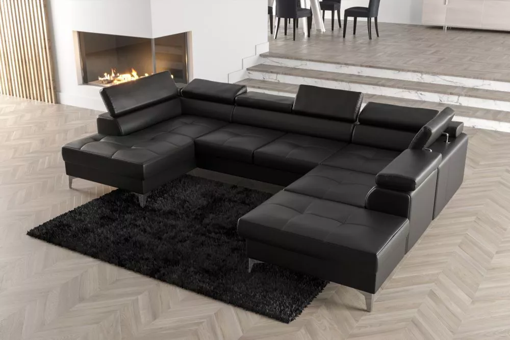 Dīvāns Toscania Max 2 standard · Melns · 220 × 350 × 78 cm