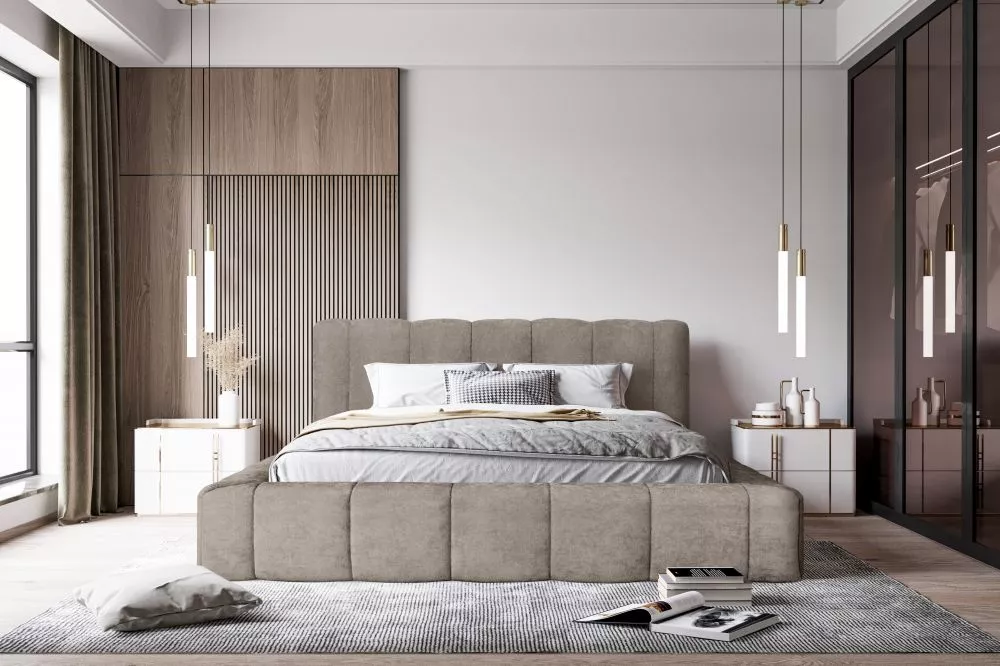 Gulta Como Standard ar stelāžu Guļamvietas platums: 180 cm, Guļamvietas garums: 200 cm, stelāžas tips: koka, · Pelēks · 