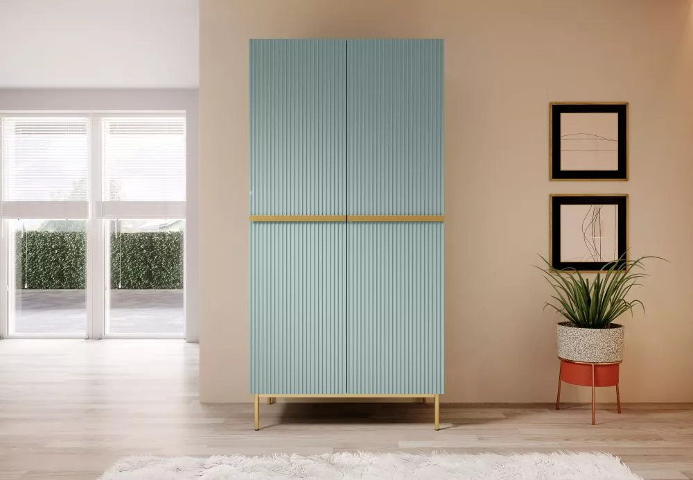 Skapis Nicole SZ100 2D2SZ Gold · Gaiši zils · 100 × 62 × 220 cm