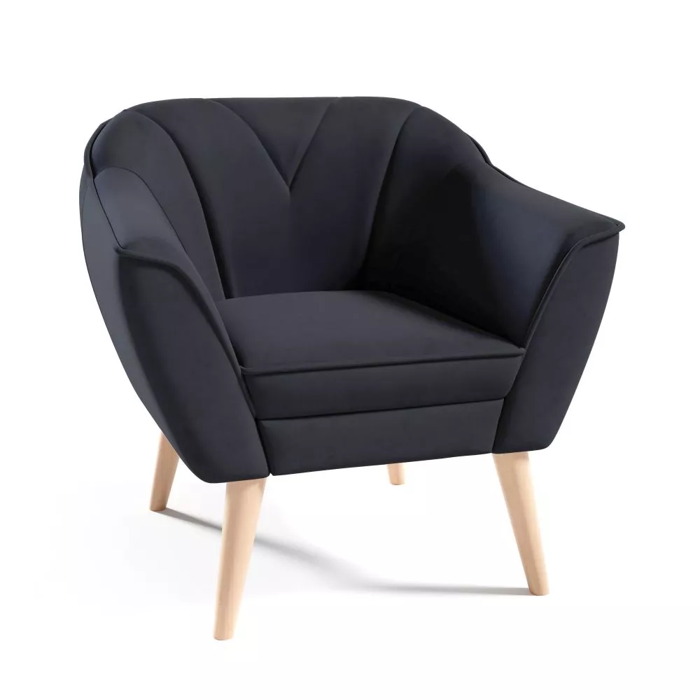 Mīksts krēsls Flora typ 204 Standard Sēdvietas dziļums: 52 cm, · Melns · 80 × 71 × 75 cm
