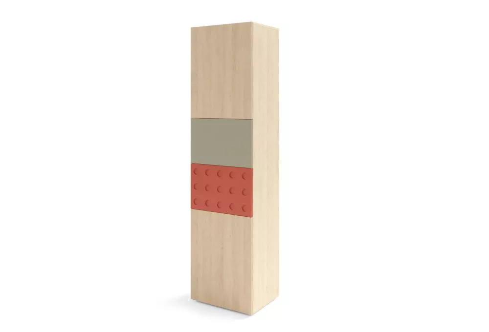 Grāmatu skapis Salsa SL4 Korpusa krāsa: biskvīta ozols, Elementu krāsa: sarkans + eikalipta, · 55 × 40 × 210 cm