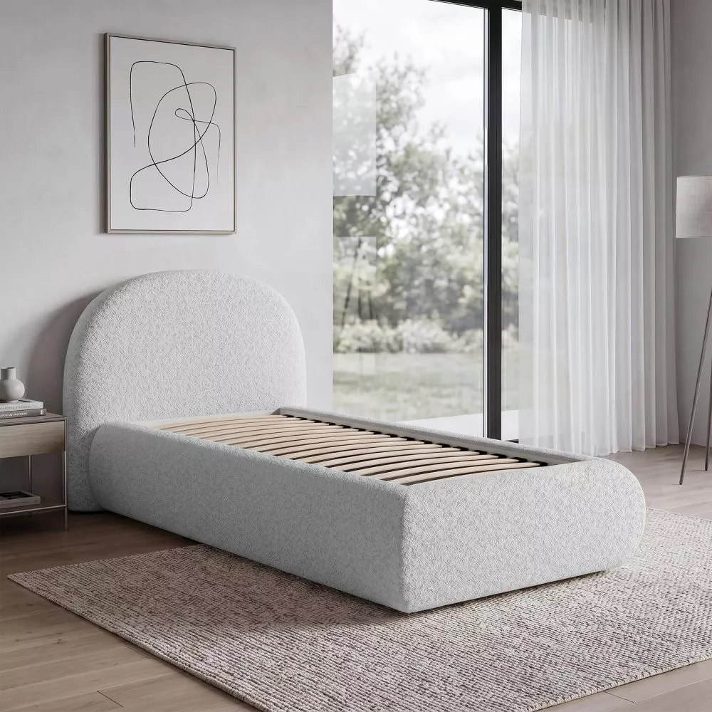 Gulta Moet 90x200 standard Guļamvietas platums: 90 cm, Guļamvietas garums: 200 cm, stelāžas tips: metāla, · Gaiši pelēks