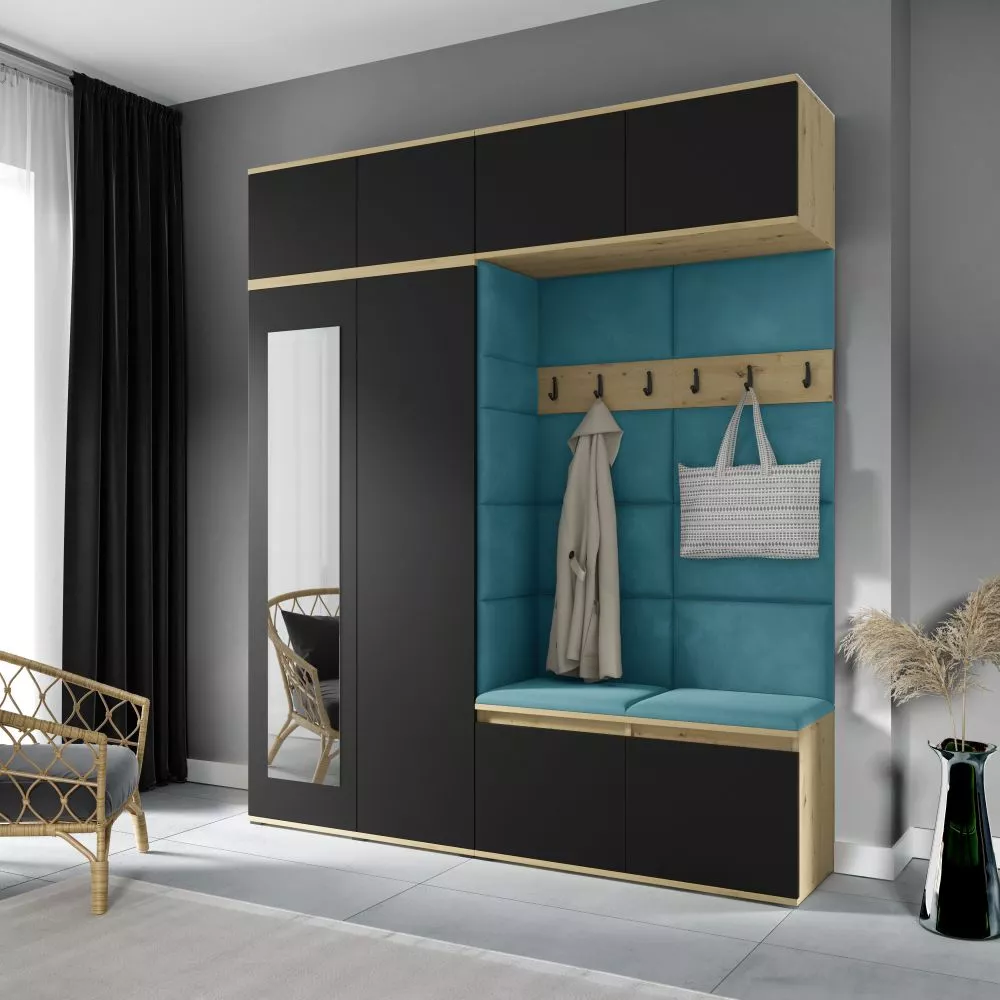 Apavu plaukts Emi 16 Trinity Korpusa krāsa: ozols artisan + melns, · 190 × 225 × 40 cm
