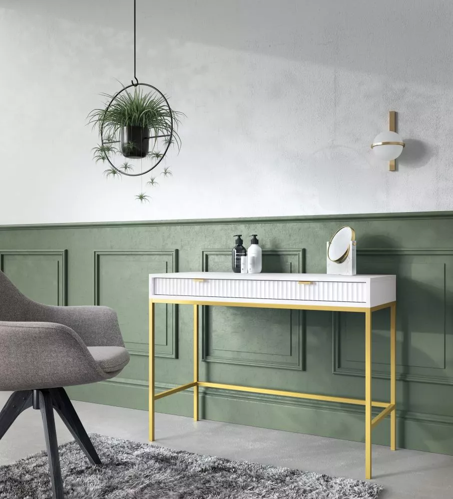 Kosmētikas galds Nova Gold T-104 · Balts · 104 × 78 × 50 cm