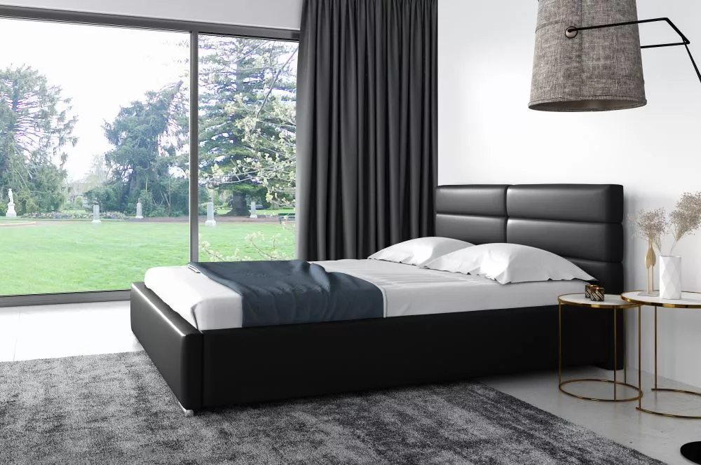Gulta Lorien standard ar stelāžu Guļamvietas platums: 180 cm, Guļamvietas garums: 200 cm, stelāžas tips: metāla, · Melns
