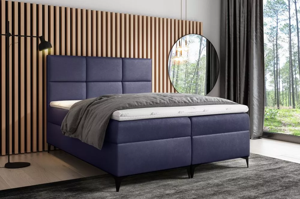 Gulta Fava Boxspring Premium Standard Guļamvietas platums: 200 cm, Guļamvietas garums: 200 cm, · Tumši zils · 204 × 208 