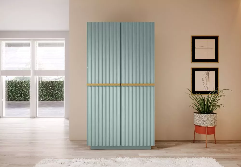 Skapis Nicole SZ100 2D Gold C · Gaiši zils · 100 × 62 × 207 cm