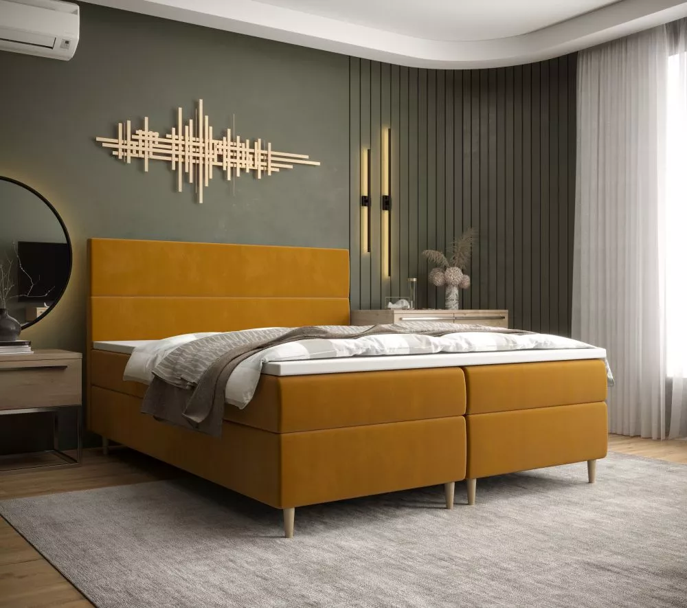 Gulta Flo Boxspring Standard Guļamvietas platums: 180 cm, Guļamvietas garums: 200 cm, · Dzeltens · 185 × 114 cm