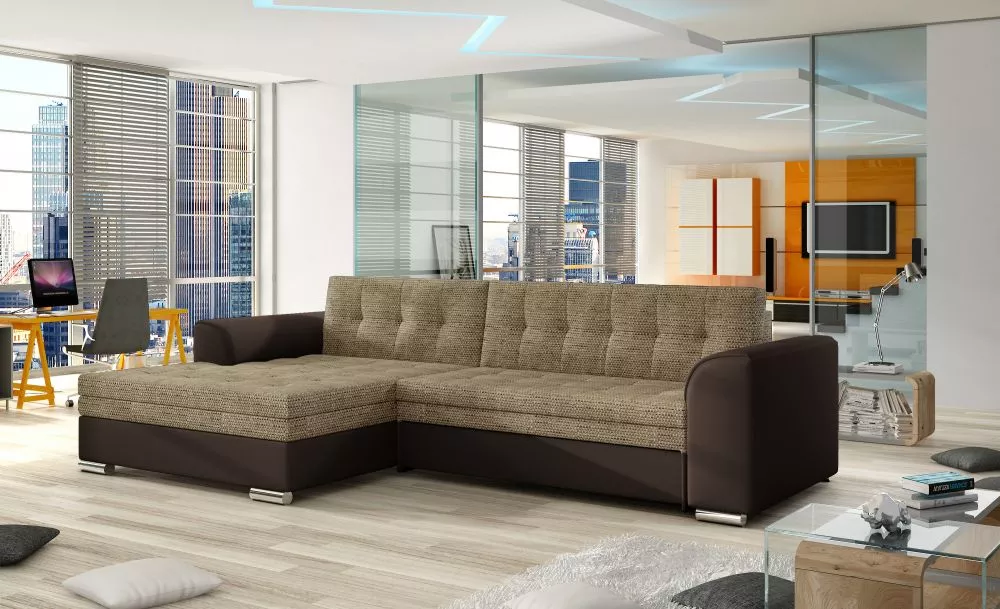 Dīvāns Conforti standard · Gaiši brūns + tumši brūns · 165 × 270 × 80 cm