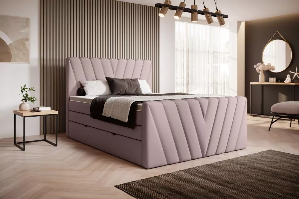 Gulta Candice Boxspring standard Guļamvietas platums: 180 cm, Guļamvietas garums: 200 cm, · Rozā · 180 × 220 × 133 cm