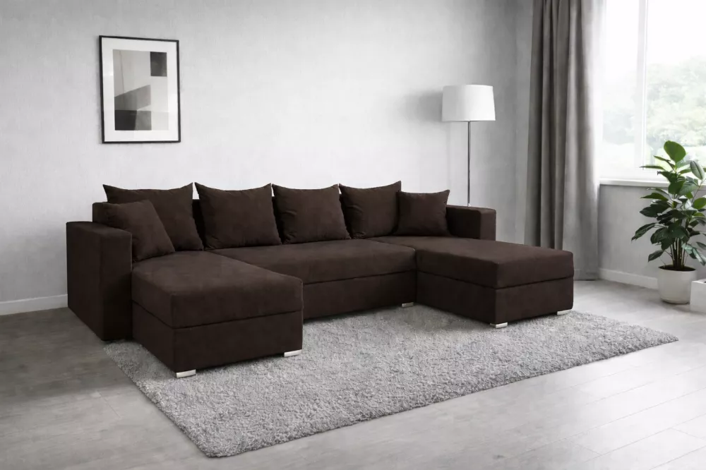 Dīvāns Hugo U standard · Tumši brūns · 142 × 298 × 80 cm