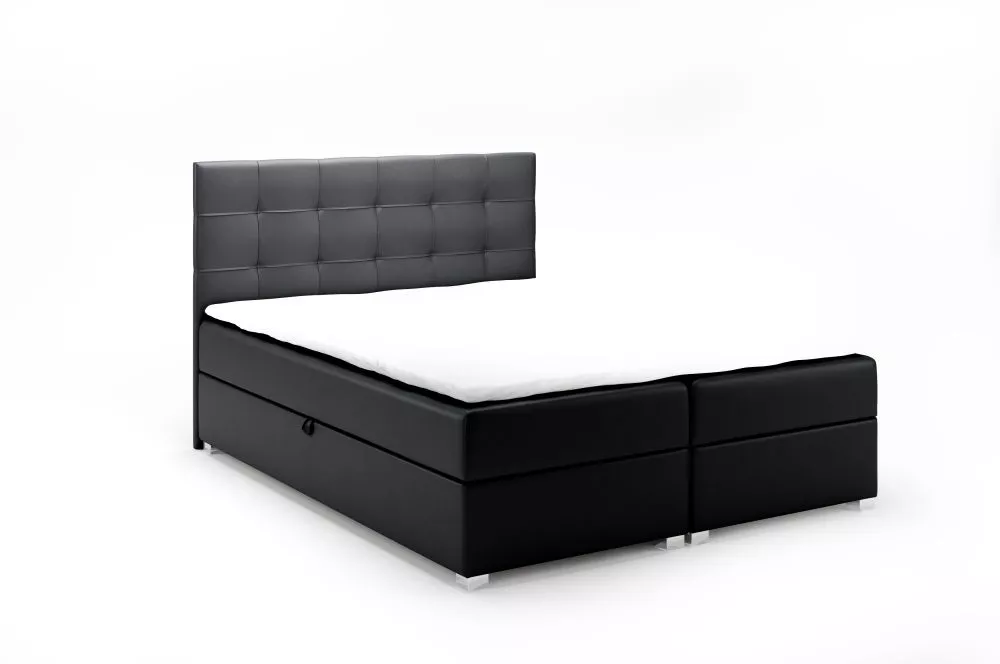Gulta Luue Boxspring Standard Guļamvietas platums: 160 cm, Guļamvietas garums: 200 cm, · Melna · 163 × 206 × 103 cm