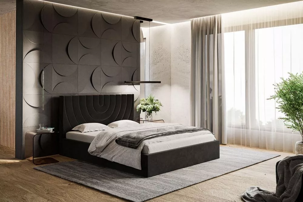 Gulta Gold 6 standard ar stelāžu Guļamvietas platums: 140 cm, Guļamvietas garums: 200 cm, stelāžas tips: koka, · Melns ·