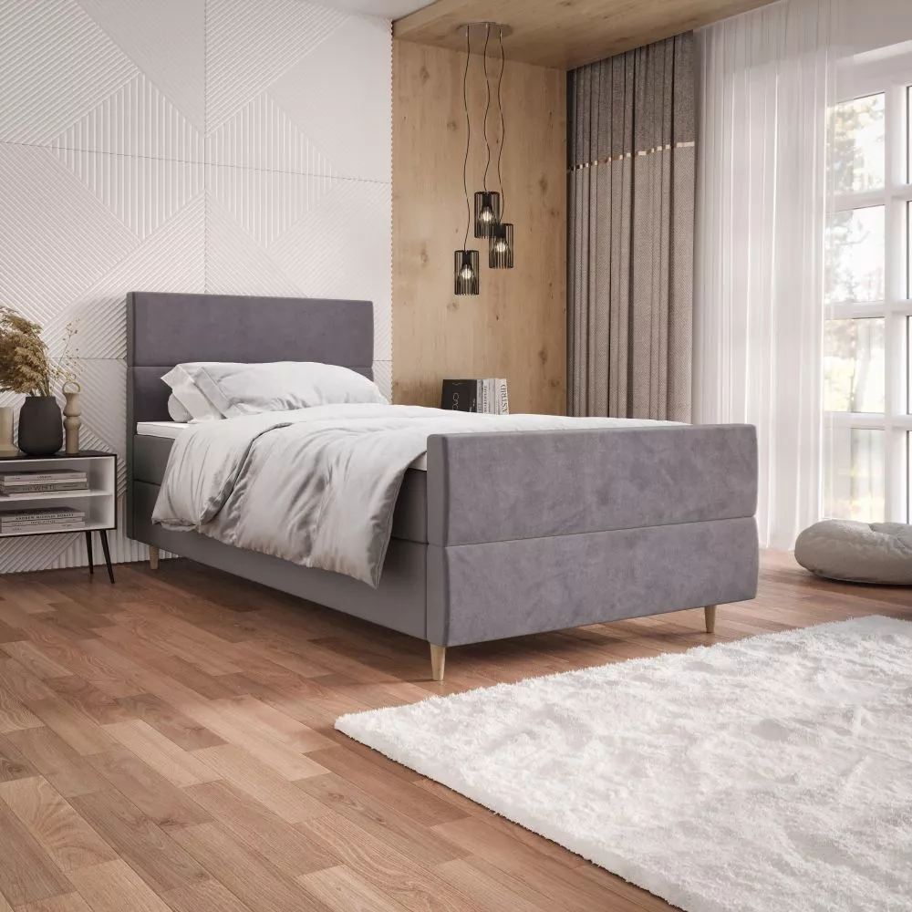 Gulta Flo Plus P Boxspring Standard Guļamvietas platums: 90 cm, Guļamvietas garums: 200 cm, · Pelēks · 90 × 220 × 114 cm