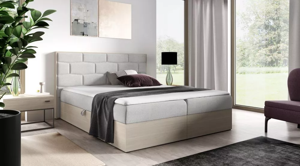 Gulta Wood-9 160x200 Boxspring Standard Guļamvietas platums: 160 cm, Korpusa krāsa: ziemeļu tīkkoks, Guļamvietas garums: